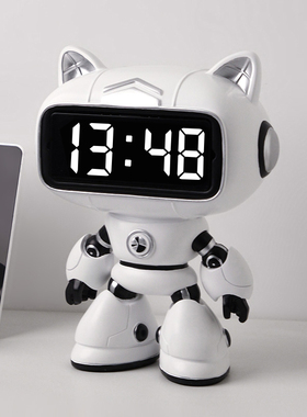 速发创意机械猫家用客厅卧柜床头室桌面台钟式表摆放式电子小闹钟