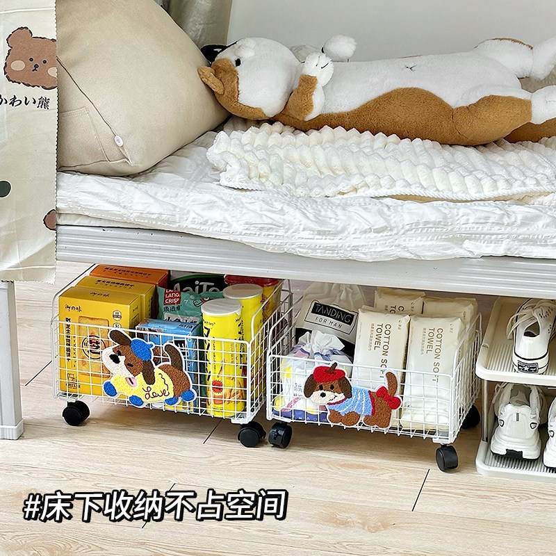 速发书包置物架装书小推车带轮放置神器可移动收纳筐桌下收纳架子