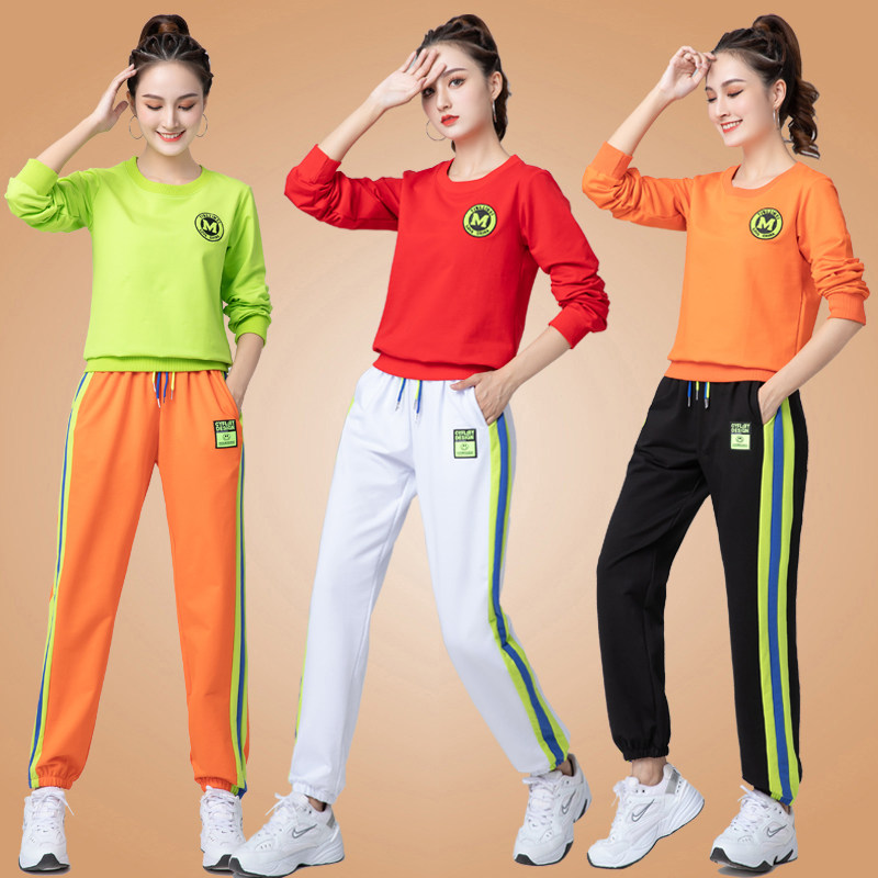 速发长022春季广场舞服装新款卫衣2袖套装休闲运服练功健身动演出