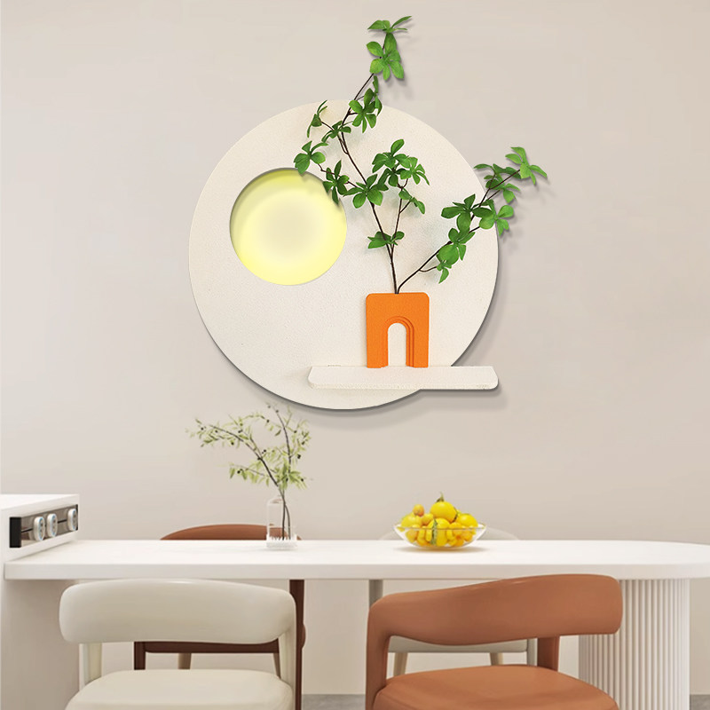 速发圆形创意灯厅装饰画立体砂岩壁物挂画客厅氛围感餐画房间实画