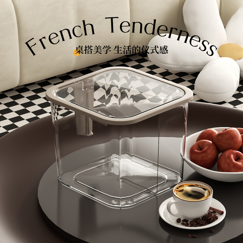 速发桌面垃小桶高颜值弹盖家用厨房餐桌圾车卧室床头轻奢号载透明