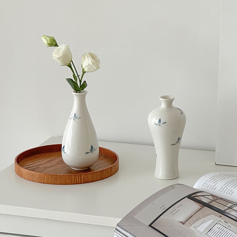 速发插绘小花瓶中新式玄关桌面装饰摆件水养水培陶瓷花瓶手花百搭