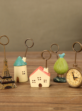 速发创意迷公室桌面便签夹名片夹装饰家爱办你小摆件可居饰品摆设