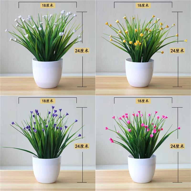 速发漂亮装饰小盆栽塑料套假花花花装盆景家饰客厅装居插花盆栽