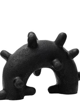 现代中式创意仿黄洞石纹树脂几何拱门摆件客厅茶几花瓶花器装饰品