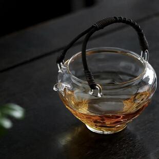 耐热玻璃手工藤编提梁泡茶碗家用复古冷泡茶壶公道杯匀杯