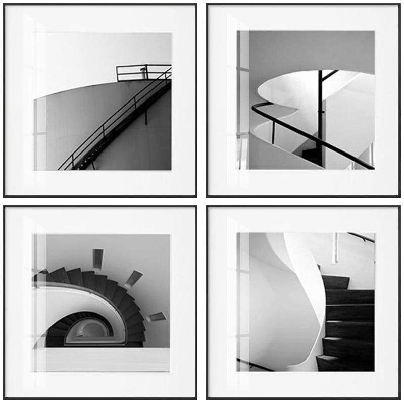 客厅黑白装饰画北欧简约约创意挂画现代软装餐厅墙画抽象建筑壁画