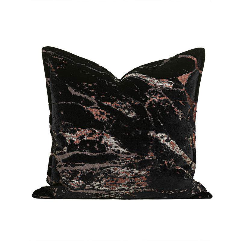 『山河』高端中古风黑色沙发抱枕高级感样板间软装腰枕酒店靠枕套