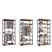 开放式 衣帽间架子落地衣架家用卧室带抽屉收纳双层组合开放式 衣柜