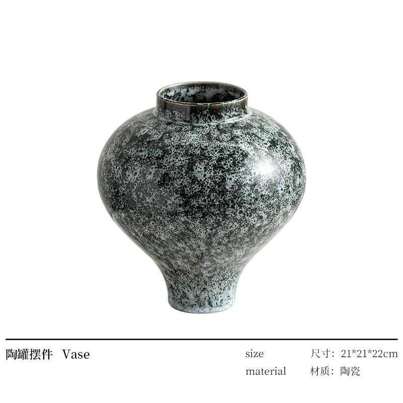 手绘窑变陶瓷花瓶摆件中古小众侘寂风水培干花器民宿家居软装饰