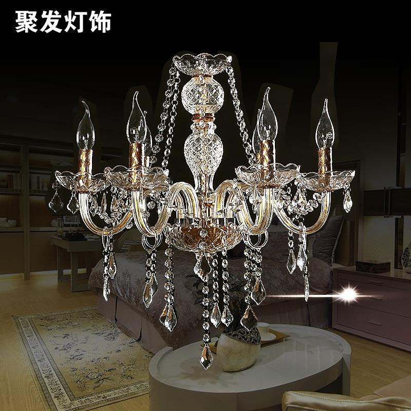 简YR7欧式水晶吊水灯I客厅卧室餐厅饭店婚庆金色蜡烛831晶灯具欧