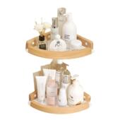 日式 实木置物架免打孔奶油风卫生间三角篮榉木浴室转角收纳置物架