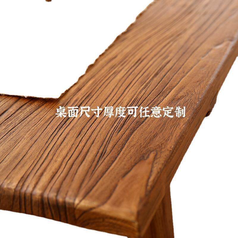 老榆木大板桌茶桌风化桌面旧木板复古吧台桌自然纹理书桌