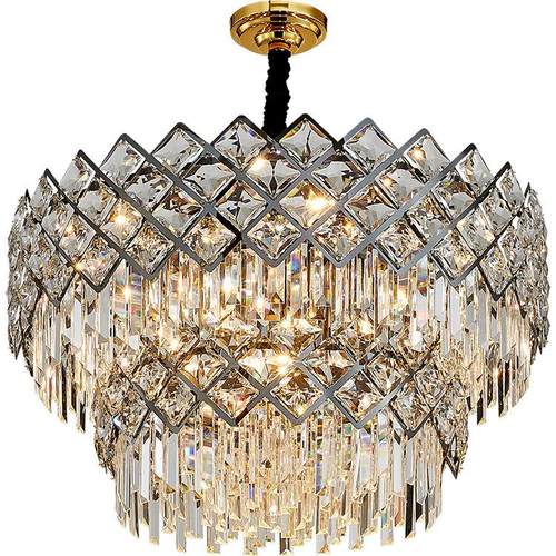 不锈钢轻奢水晶吊灯亚黑色餐厅灯意式极简客厅灯大厅主灯led