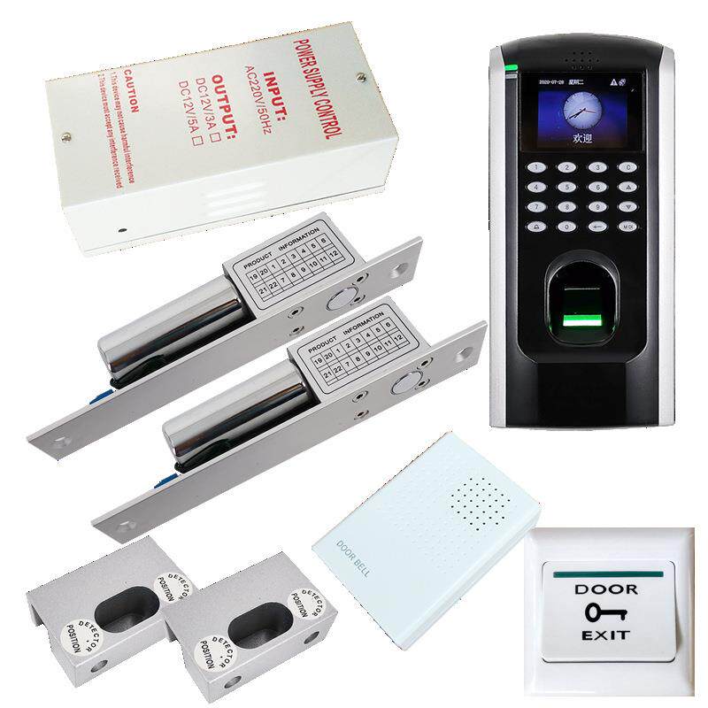 8号中控F7办公室门禁考勤TCP/IP网络双开玻璃门指纹门禁电插锁