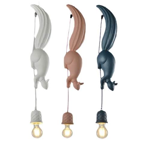 北欧创意餐厅吊灯简约个性卧室儿童房服装店前台动物松鼠树脂吊灯