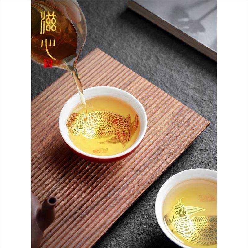 江祖清景德镇高端手绘建盏银茶杯龙鱼主人杯单杯功夫茶杯品茗茶盏,餐饮具,茶杯,淘宝优惠券,粉丝福利购,淘宝优惠卷