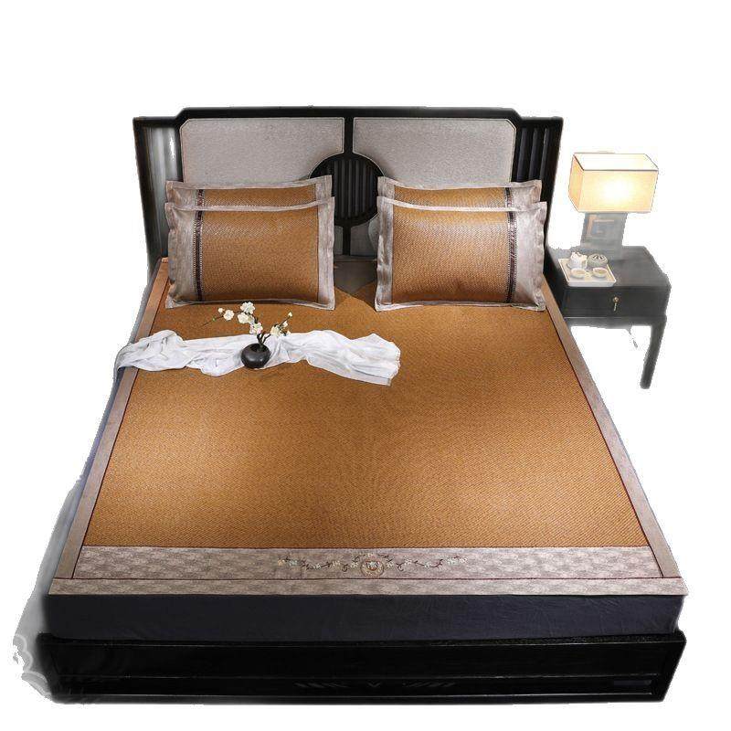 高档双面绣花古藤凉席三件套藤席1.8m床可折叠宿舍冰丝两用席,床上用品,藤席,淘宝优惠券,粉丝福利购,淘宝优惠卷