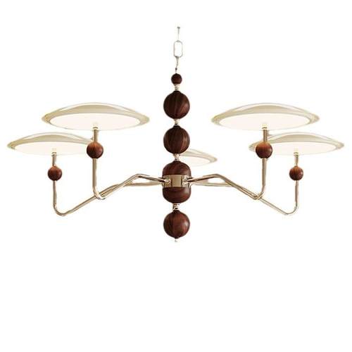 法式奶油风客厅吊灯中古星轨吊链大厅普瑞护眼主灯木纹餐厅卧室灯