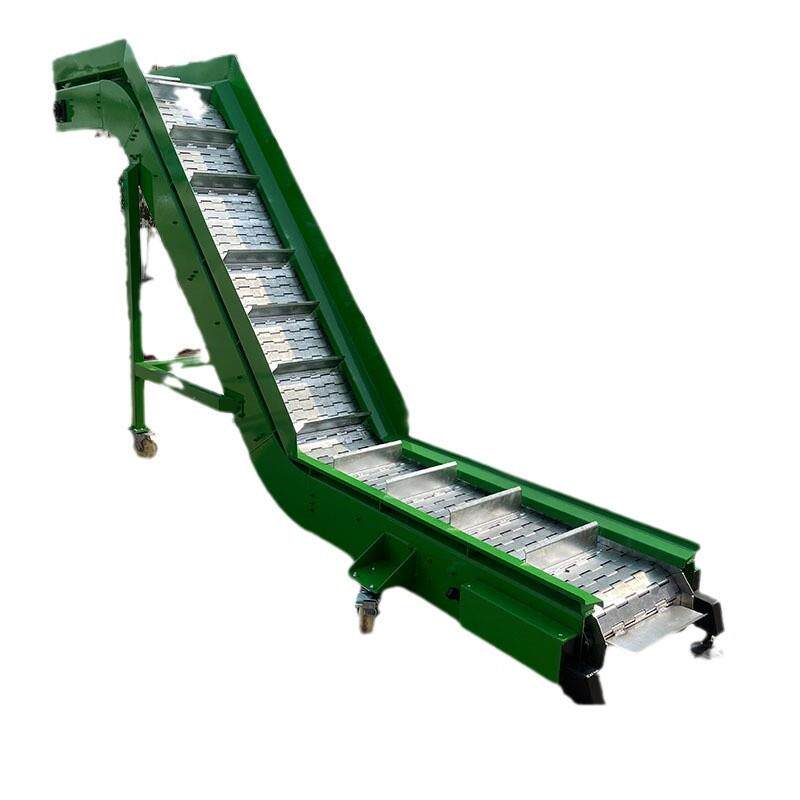 链板爬坡机镀锌螺丝料斗链板上料输送设备挡板不锈钢链板提升机
