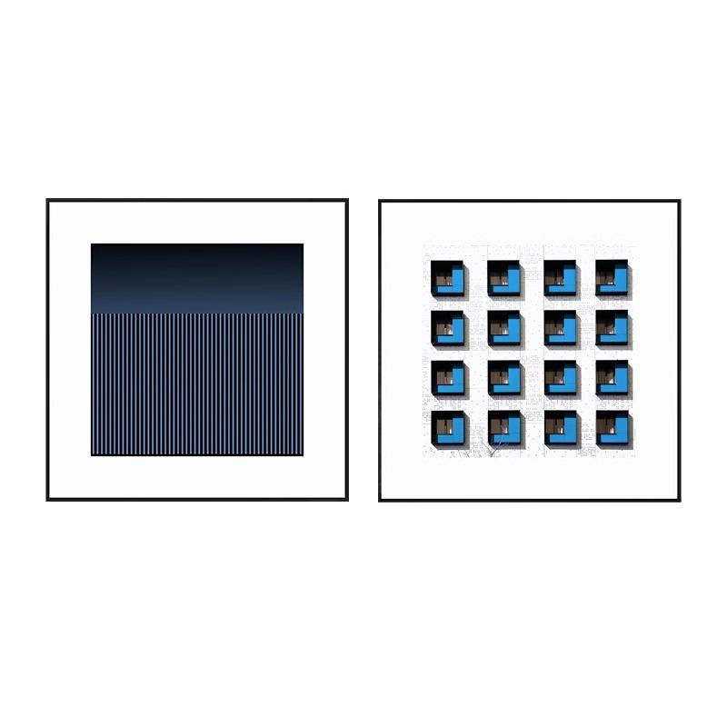 现代简约抽象线条建筑装饰画黑白灰工业风画几何空间卧室床头挂画
