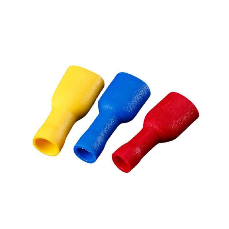 蓝色pvc全绝缘母端冷压接头FDFD2-250接线端子直插6.3插簧端子
