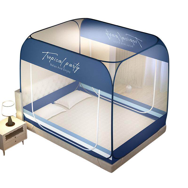 蒙古包蚊帐家用免安装1米8床儿童纹帐夏季加密双开门文帐1米5