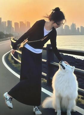 淡人高知穿搭连衣裙子女2025新款早秋季巨好看大方得体休闲风套装