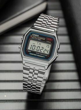 CASIO卡西欧手表正品经典小方块银表复古防水学生男女A158W A159W