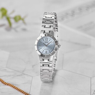 卡西欧casio正品碎碎冰手表冰蓝冰绿女生金属表带考试ltp-1177
