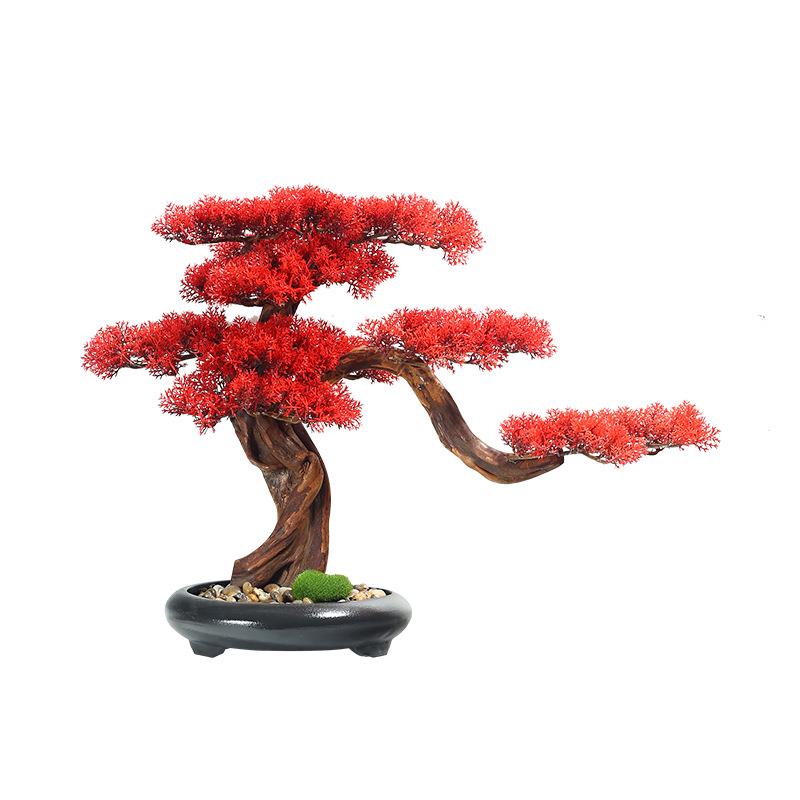 仿真迎客松盆景植物客厅玄关办公室绿植盆栽摆件家居装饰开业礼品