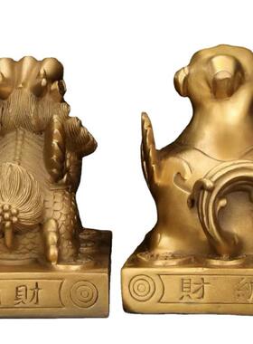 黄铜貔貅吉祥如意摆件铜貔恘公母一对皮丘客厅办公室店铺聚财开业