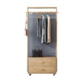 实木衣帽架卧室带柜子加粗加厚挂衣架带镜子一体收纳镜柜旋转