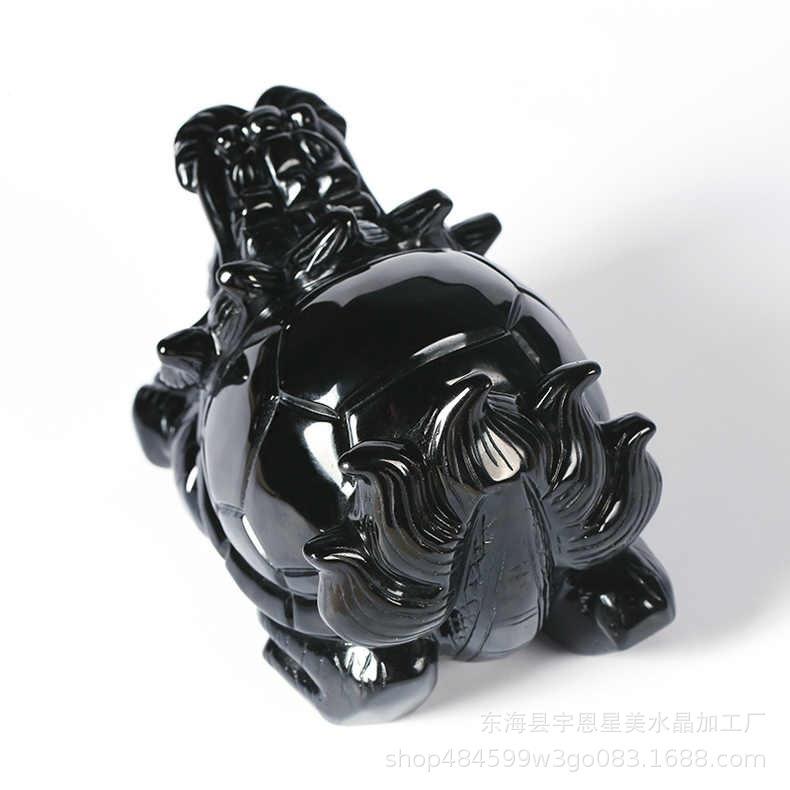 黑曜石龙龟摆件家居装饰品办公店铺开业水晶工艺礼品厂家A
