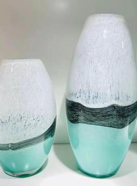 代轻水墨画琉璃花瓶艺摆件玄关术餐VUD桌装饰客厅插花花器现样板