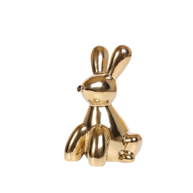 现家代WNR陶瓷金酒气球兔子摆件现代简约居客厅玄关柜色桌面装饰