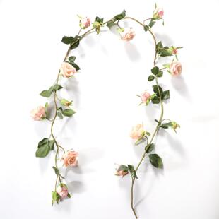 仿真玫瑰花藤条室内吊顶植物墙铁艺管道装饰假花多头蔷薇花藤