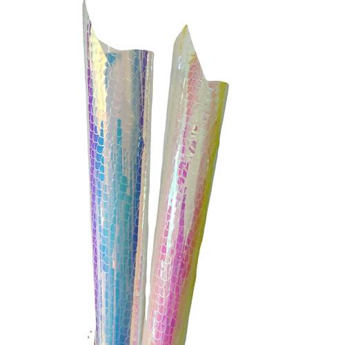 TPU压花炫彩膜镭射渐变彩色薄膜PVC彩虹幻彩光柱膜压花压纹膜