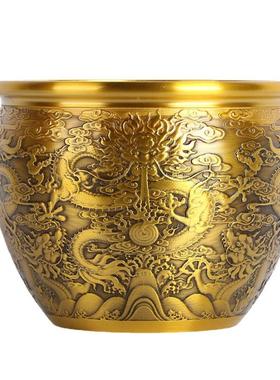 直供黄缸铜摆件401大小铜缸做仿古龙缸“旧聚宝盆”百福缸