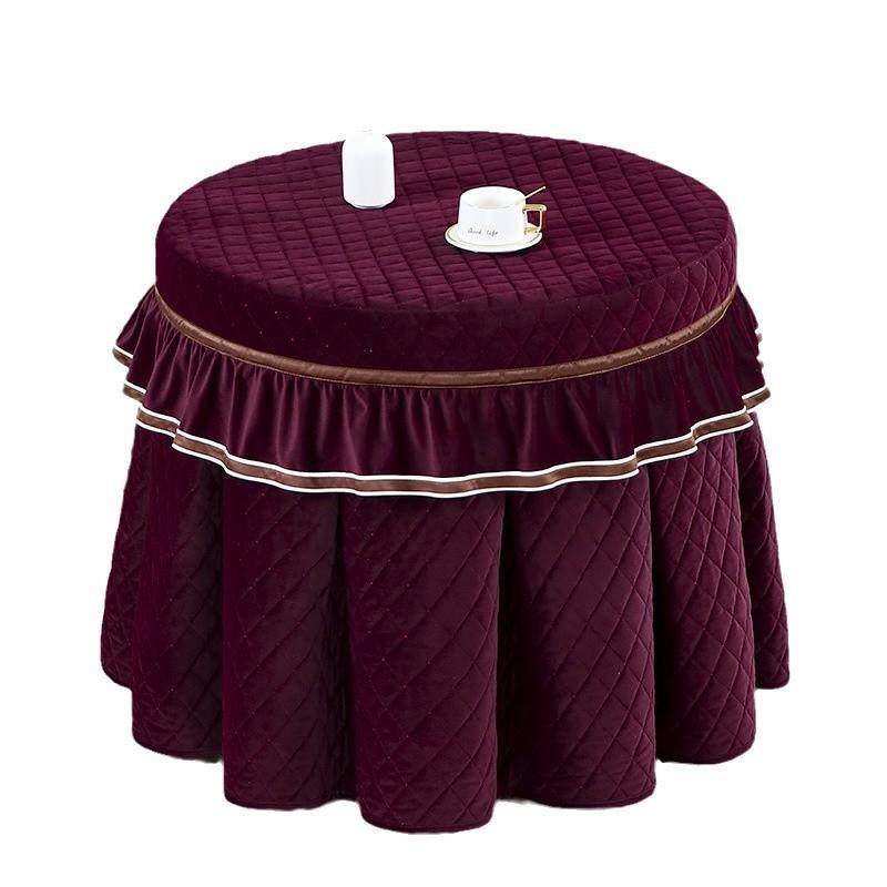 新款圆形烤火桌子罩圆桌布加绒加厚电暖炉茶几桌子罩套时尚简约