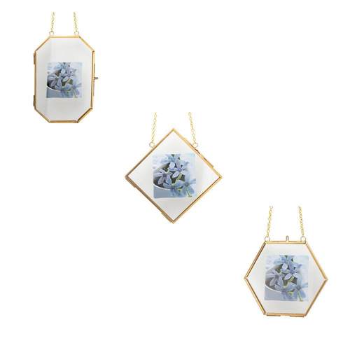 热卖北欧风格黄铜玻璃相框简约不规则设计可挂墙金属相框现货