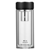 双层耐热玻璃杯410ml带滤网商务办公水杯V274ML