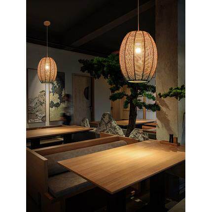 新中式禅意茶室民宿装饰日式灯具餐厅灯楼梯灯麻线灯民宿茶室吊灯