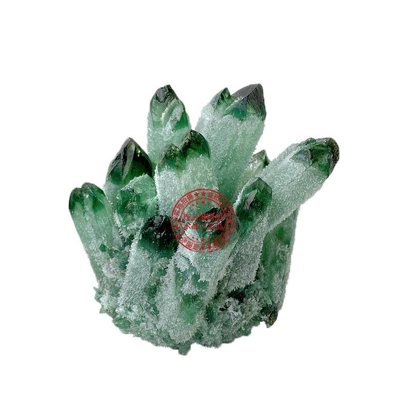 天然白水晶紫晶簇黄水晶绿幽灵晶簇矿标家居消磁工艺品摆件
