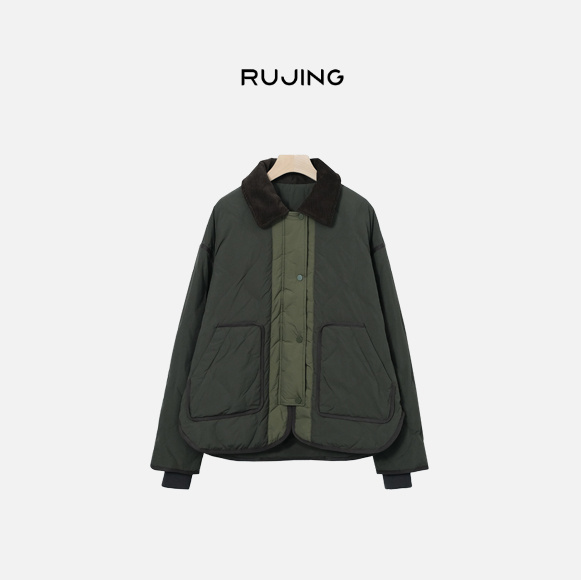 RUJING丨黑标【复古风】鸭绒翻领绗缝羽绒服-WJ-156