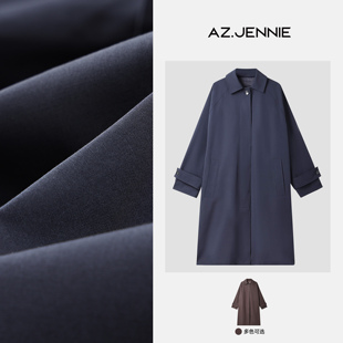 AZ.Jennie 风衣女 高级感简约时尚 双色混织光泽感纱线后开缝长款