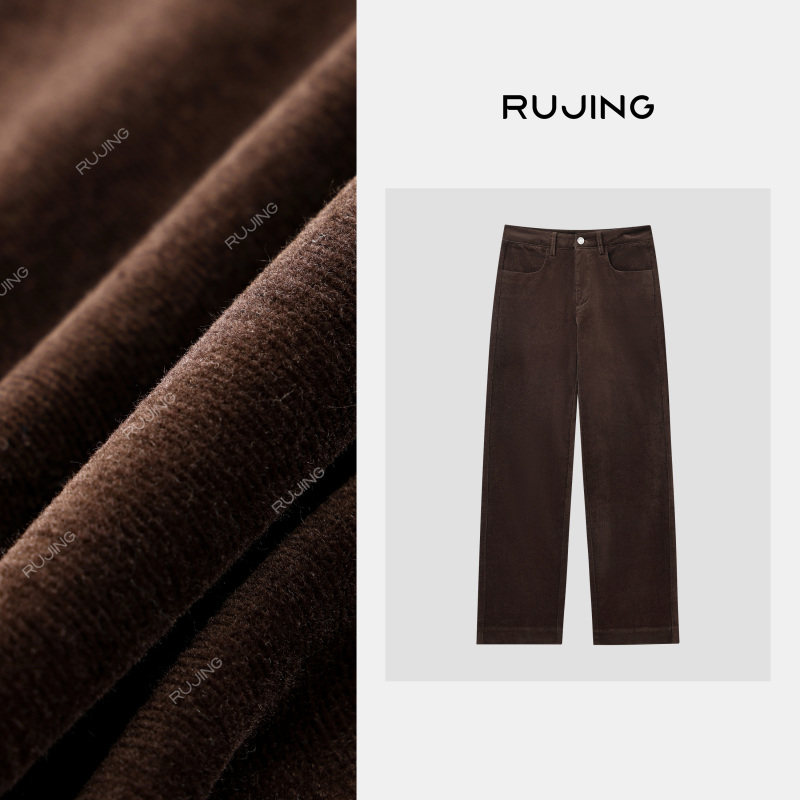 RUJING 丨黑标【直筒灯芯绒】简约灯芯绒直筒裤-2511XXZG238
