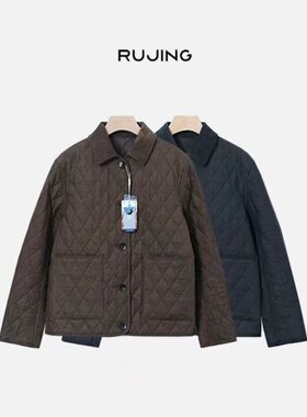 RUJING丨黑标【雨露麻衔纹】3M新雪丽 100%雨露亚麻灯芯绒领绗格