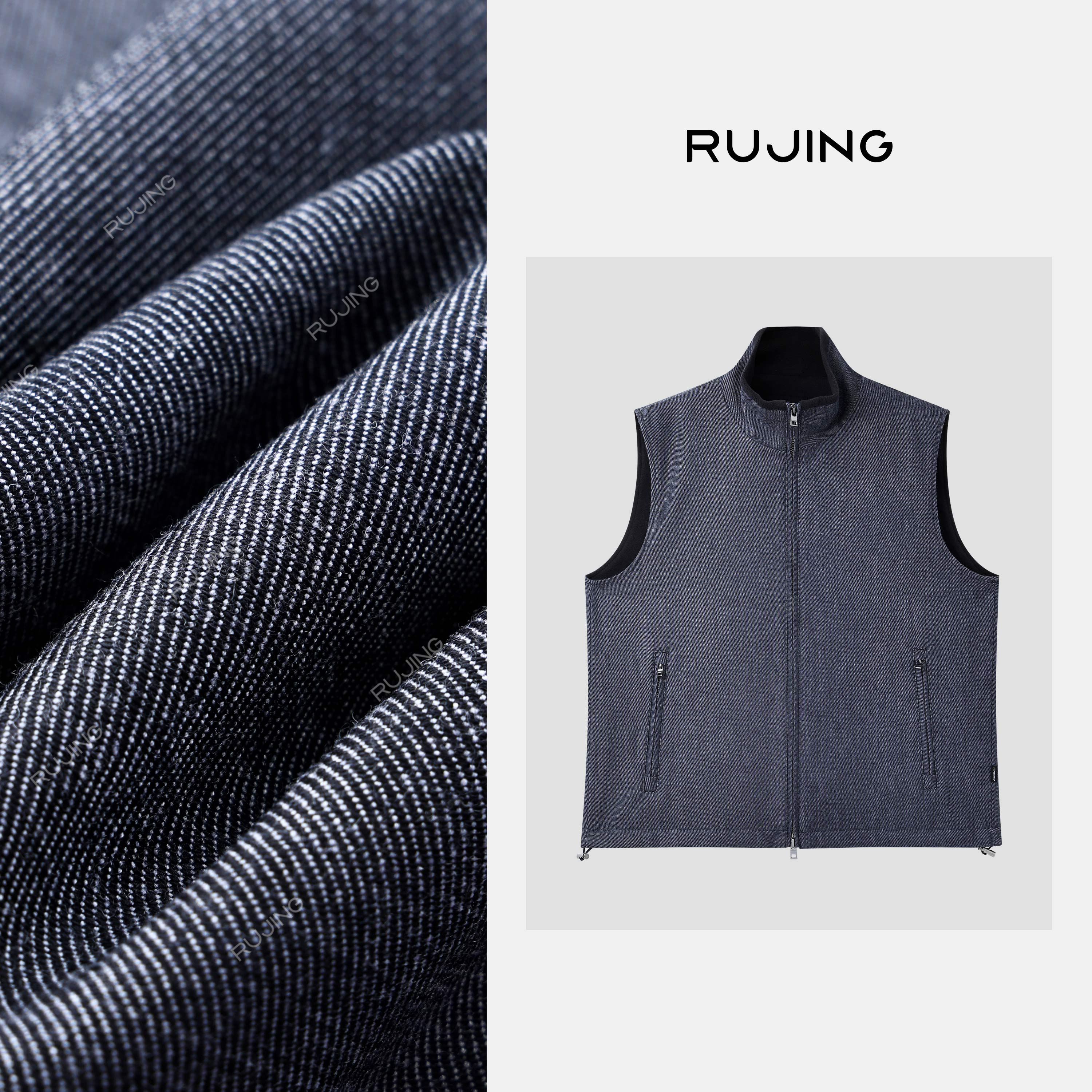 RUJING 丨黑标【牛仔马甲】羊毛P绒仿牛仔双面穿马甲-259MJCF084