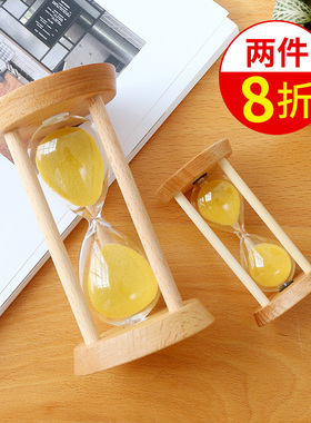 沙漏计时器儿童3分钟10时间15半一小时小摆件30流沙漏斗5防摔一套